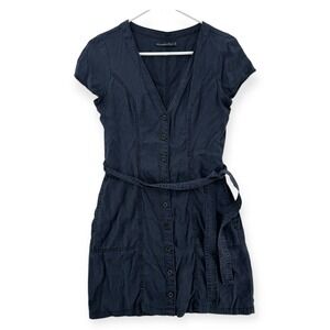 Abercrombie & Fitch Dress Womens XS V-Neck Tencel Short Sleeve Button Up Blue
